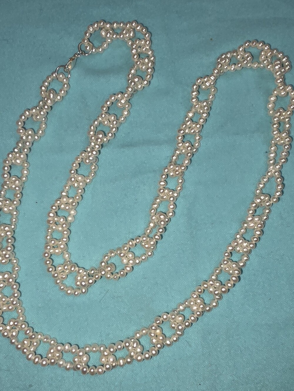 32 IN GENUINE PEARL CHAIN LINK NECKLACE.